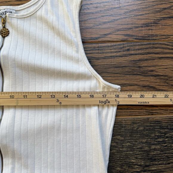 Vintage Marena Ribbed Zip Front Sleeveless Mini Dress White Size M Made in USA - Picture 7 of 9